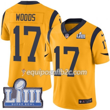 Camiseta Hombre NFL Los Angeles Rams Robert Woods 17 Nike Gold 2019 Super Bowl LIII